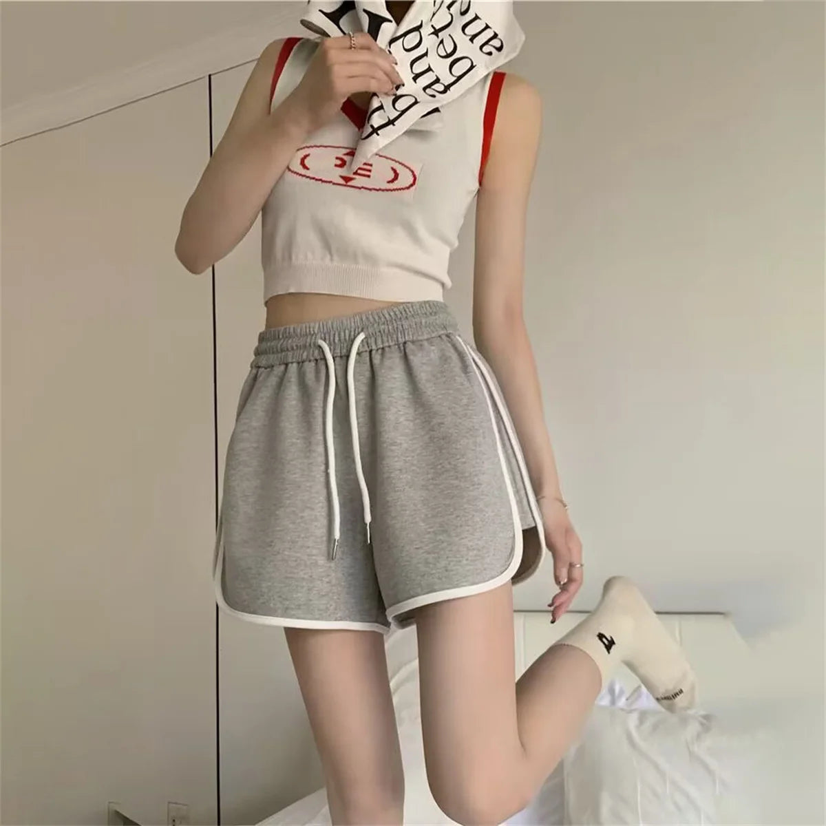 Summer Retro Casual Bottoms Shorts Women Candy Color Breathable Plus Size Shorts Casual Lady Elastic Waist Sports Short Pant